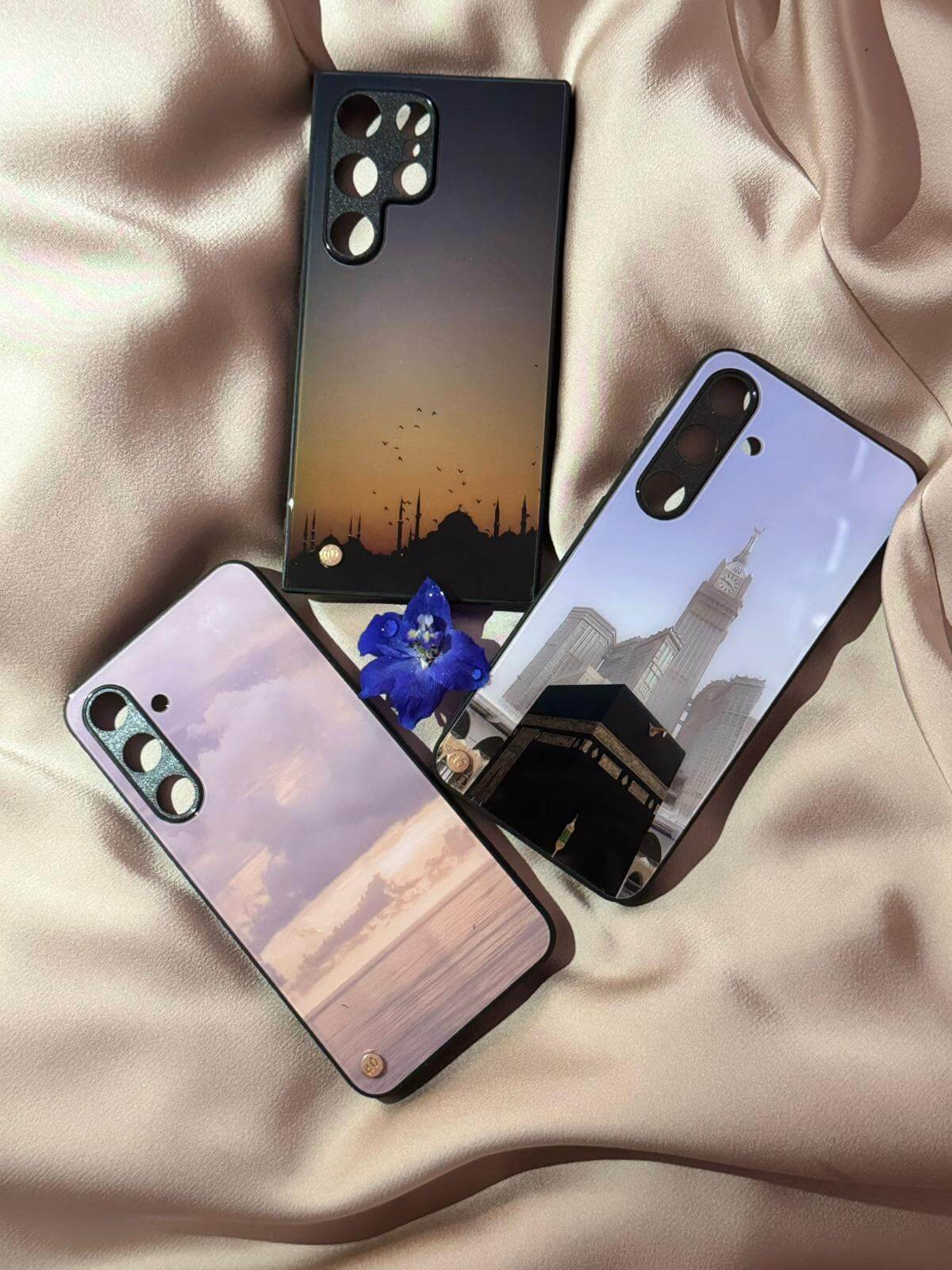 A collection of Ummahcase Samsung phone cases, featuring a variety of beautiful Islamic-inspired designs, each showcasing unique patterns and vibrant colors.